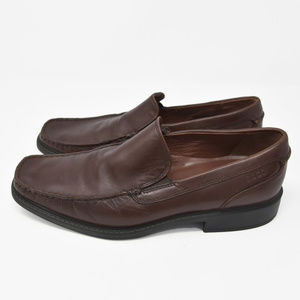 *Ecco EU 46 Brown Leather Slip On Moc Loafers
